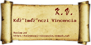 Kálmánczi Vincencia névjegykártya